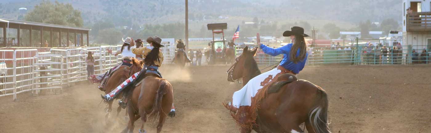 people on horseback in a rodeo
